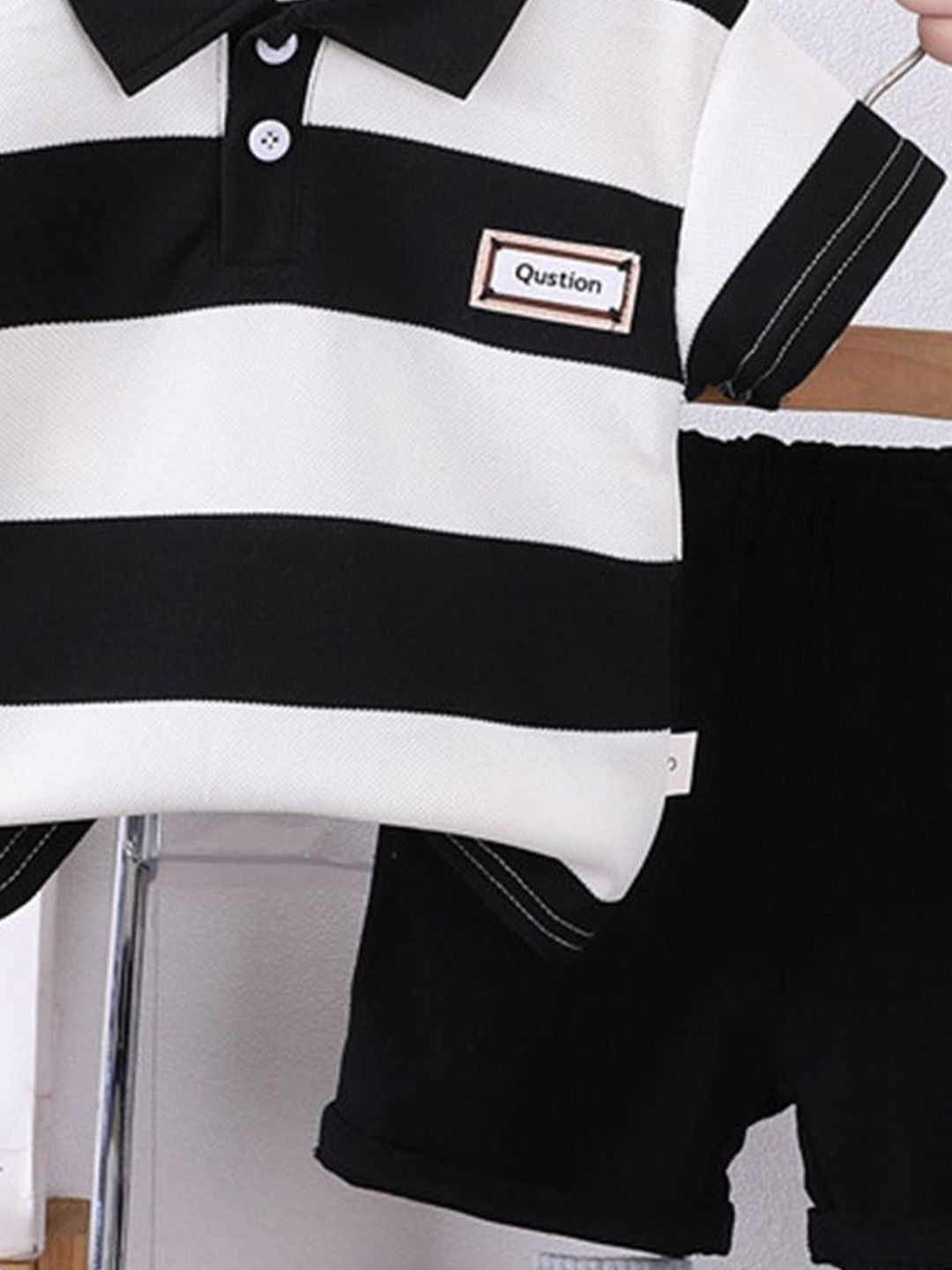 YK Infant Boys Striped Polo Collar Neck T-Shirt With Shorts Clothing Set