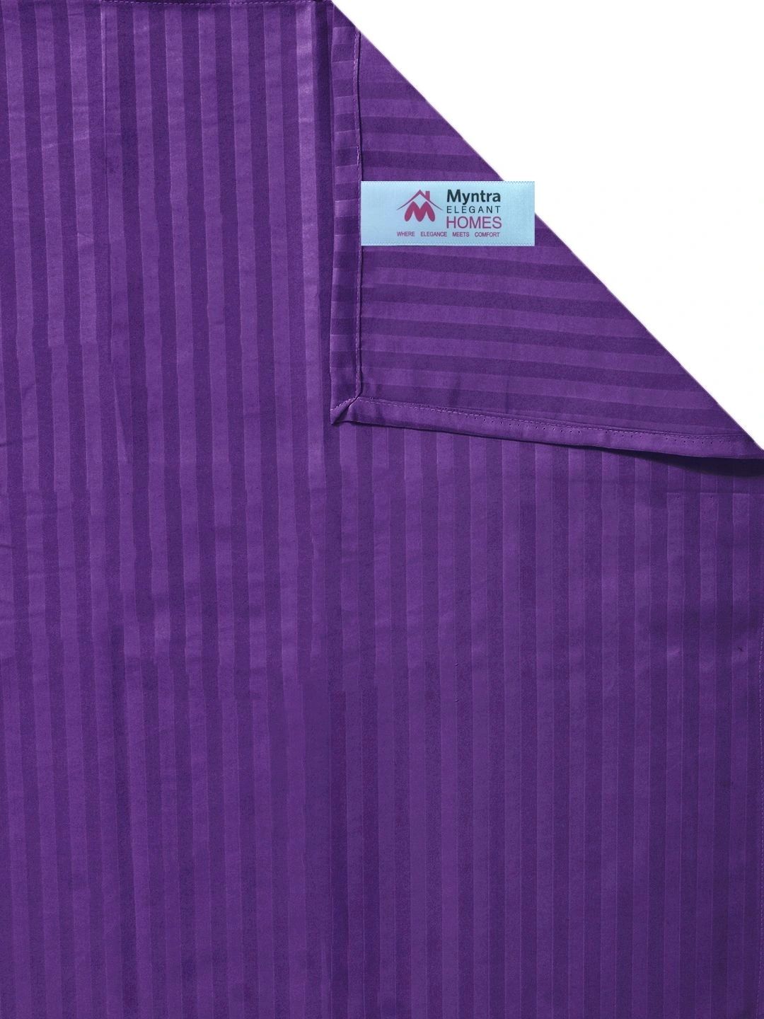 Myntra Elegant Homes Purple Striped 300 TC Single Bedsheet with 1 Pillow Covers