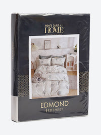 Monte Carlo Edmond Grey & Black Printed 144 TC King Bedsheet Set 2.70 m x 2.70 m