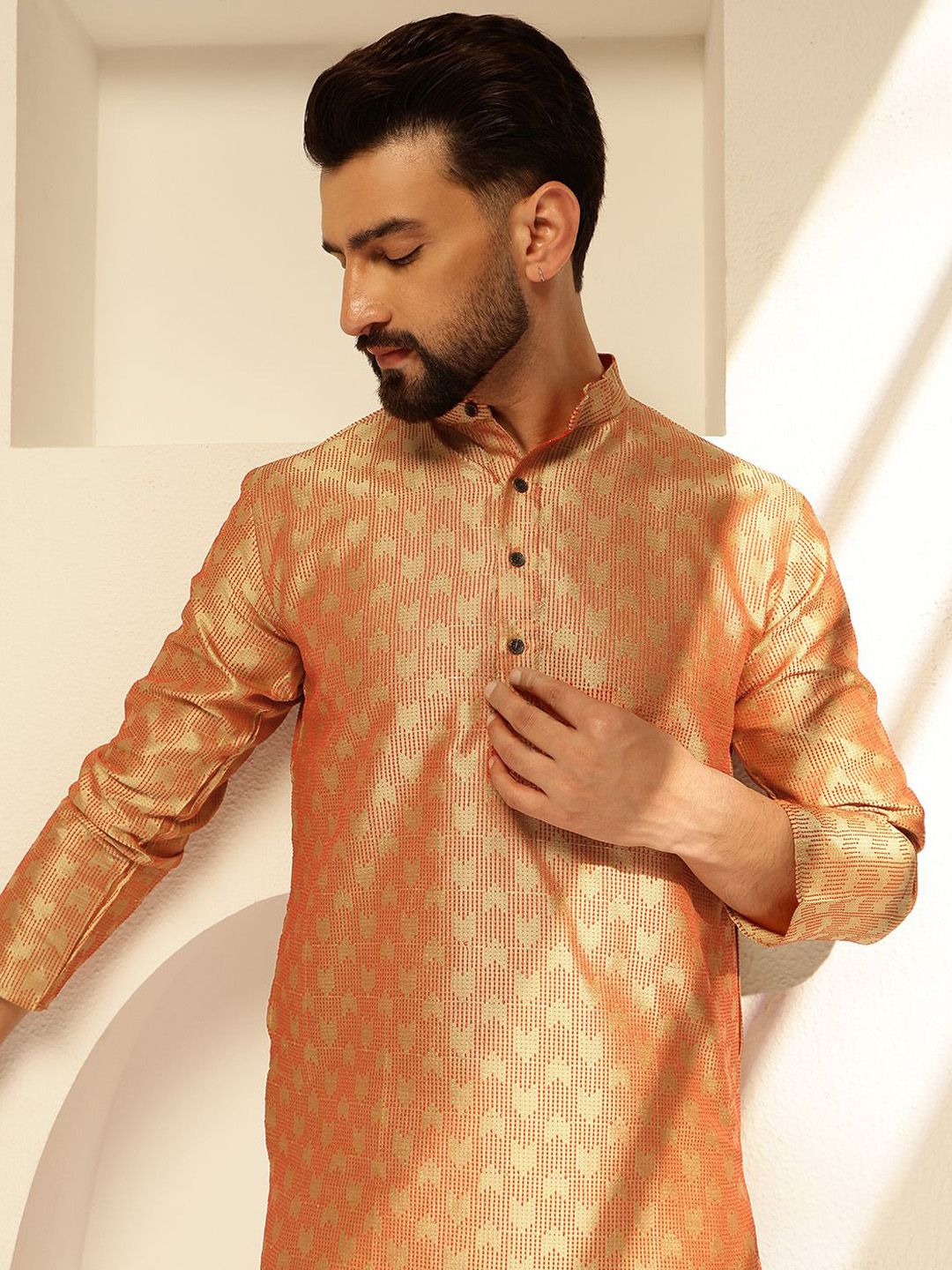 SOJANYA Men Regular Thread Work Kurta with Pyjamas