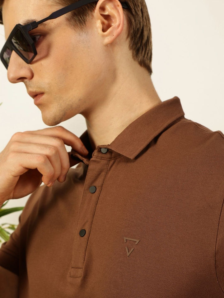 Thomas Scott Men Solid Polo Collar Pure Cotton T-shirt