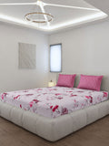 Monte Carlo Magenta & Bronze-Toned Floral Printed 144 TC King Bedsheet Set 1.85 m x 1.95 m
