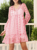 DressBerry Printed A-Line Dobby Dress With A Inner Slip