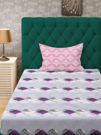 KLOTTHE Purple Geometric Cotton Single Bedsheets