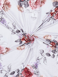 Monte Carlo Stanley White & Pink Floral Printed 144TC King Bedsheet Set 1.85 m x 1.95 m