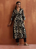 trueBrowns Floral Woven Design Straight High Slit Zari Brocade Kurta with Trousers