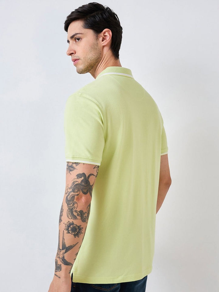 SPYKAR Men Graphic Printed Polo Collar Cotton Slim Fit T-shirt