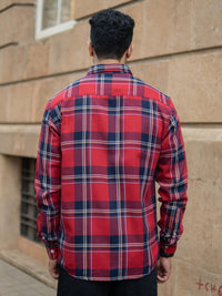 Powerlook Men Tartan Checked Button-Down Collar Pure Cotton Casual Shirt