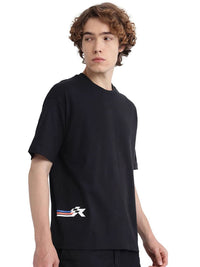 RARE RABBIT Men Graphic Printed Round Neck Cotton Oversized T-shirt