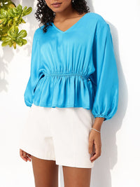 DressBerry Cinched Waistline Wonder Satin Top