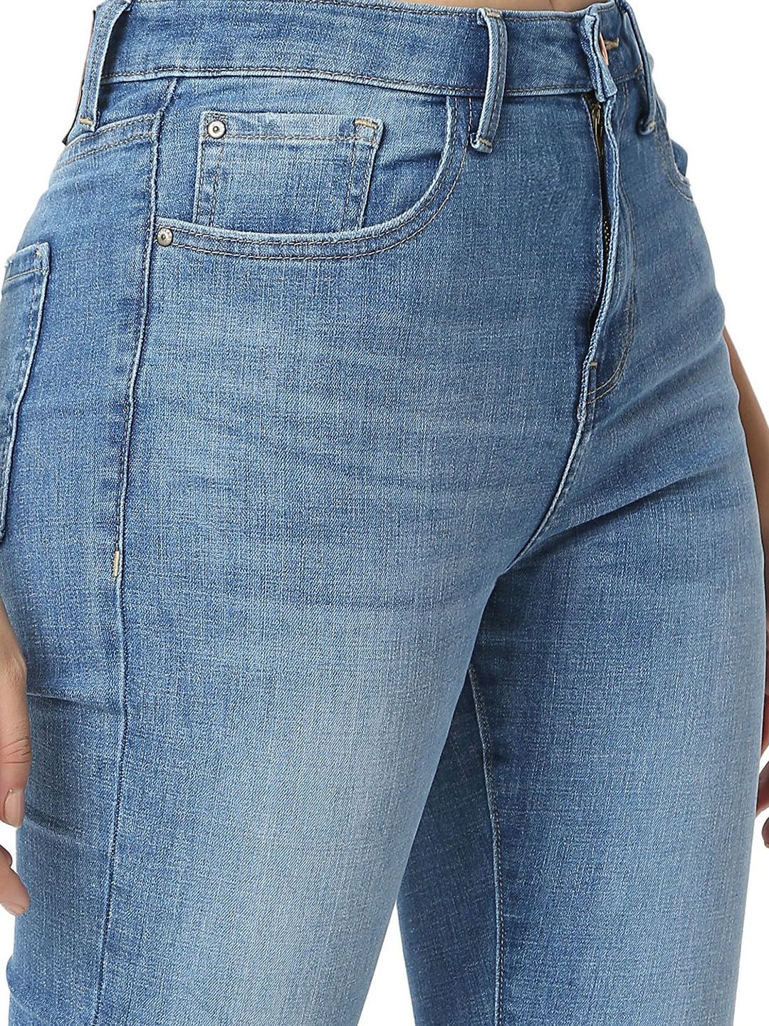 SPYKAR Women Super Skinny Fit High-Rise Mildly Distressed Light Fade Jeans