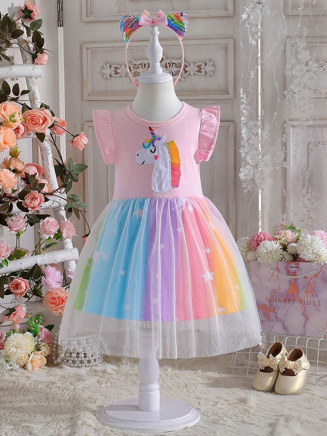 YK Print Fit & Flare Dress