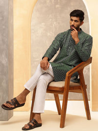 Anouk Men Geometric Embroidered Regular Thread Work Kurta with Pyjamas