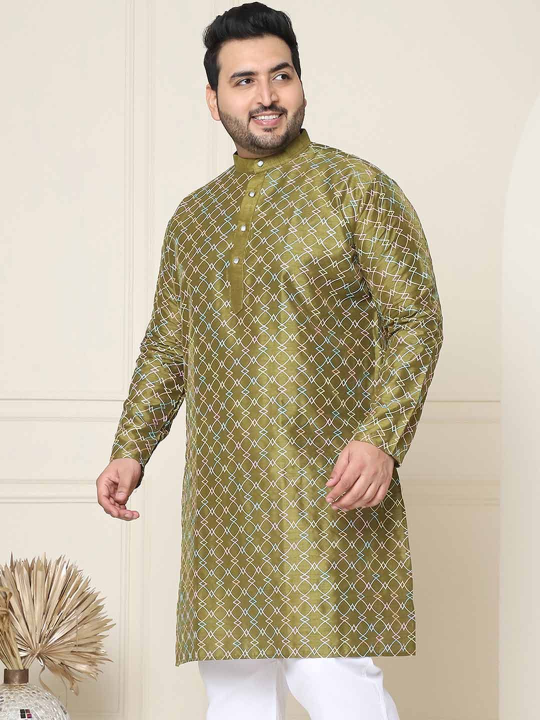 SOJANYA PLUS Size Geometric Printed Band Collar Straight Kurta