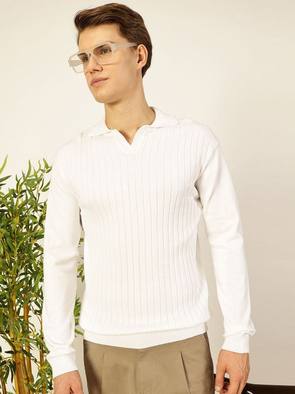 Thomas Scott Men Bio Finish Self Design Polo Collar Cotton T-shirt