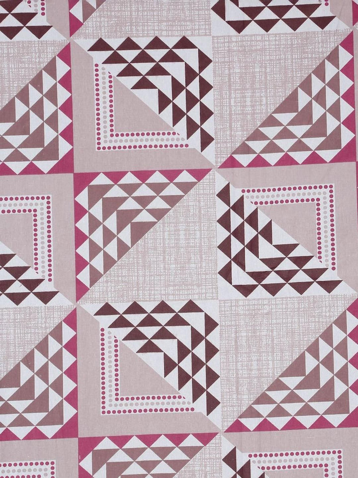 KLOTTHE Pink Geometrirc Printed Dilengkapi 400 TC Kapas Cadar King & 2 Sarung Bantal