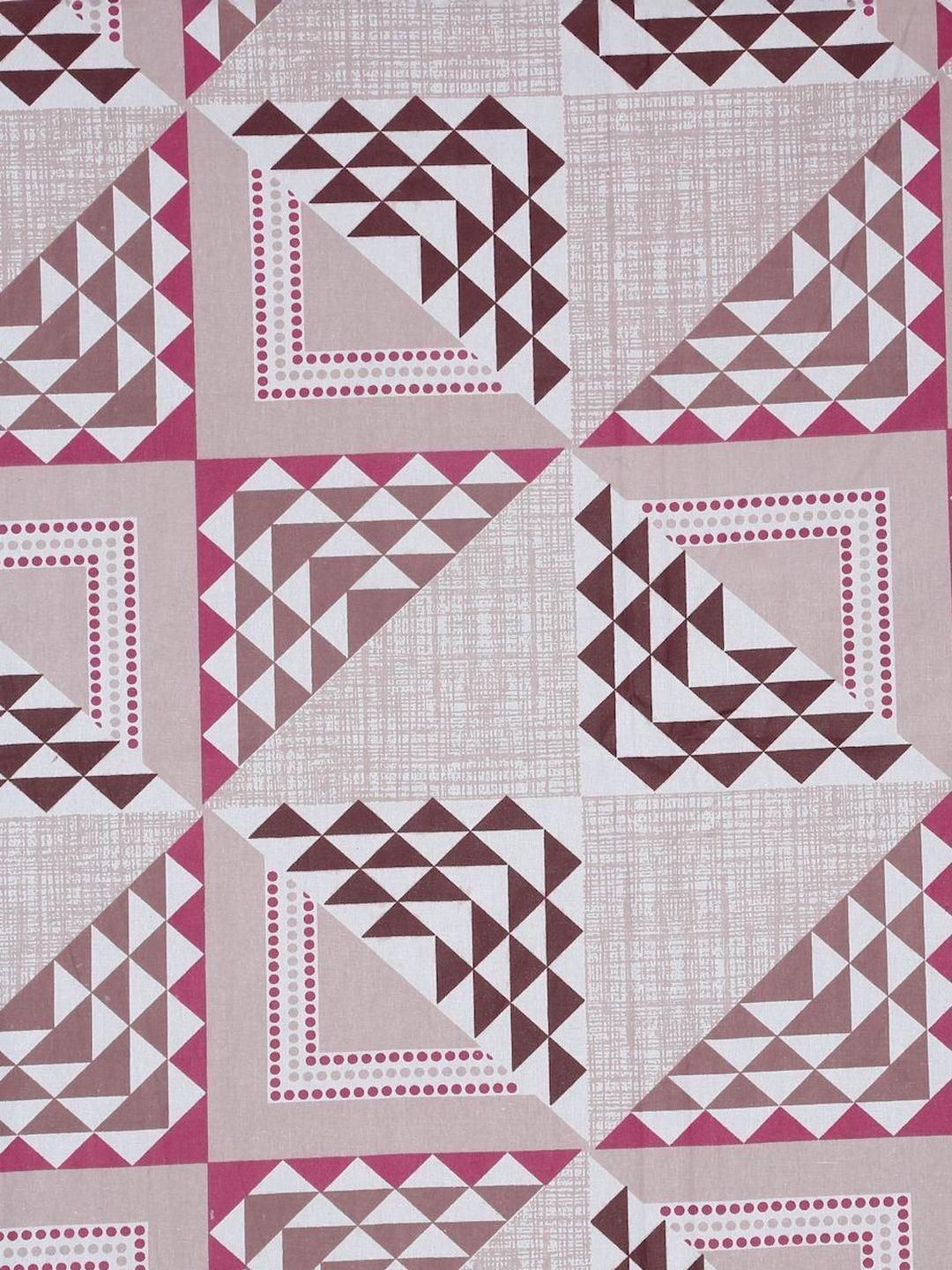 KLOTTHE Pink Geometrirc Printed Dilengkapi 400 TC Kapas Cadar King & 2 Sarung Bantal