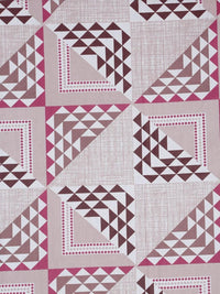 KLOTTHE Pink Geometrirc Printed Dilengkapi 400 TC Kapas Cadar King & 2 Sarung Bantal