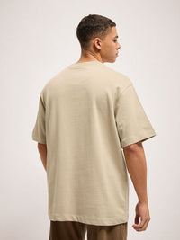 THE BEAR HOUSE Men Graphic Printed Round Neck Cotton Oversized T-shirt