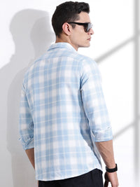Thomas Scott Men Premium Windowpane Checks Opaque Checked Casual Shirt