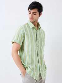 SPYKAR Men Spread Collar Vertical Striped Cotton Casual Shirt