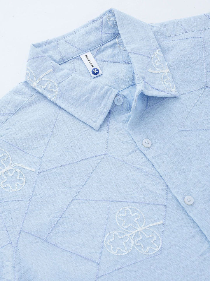 Thomas Scott Men Embroidered Regular Fit Casual Shirt