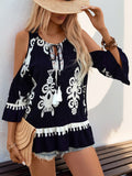 DressBerry Ethnic Print Cold-Shoulder Top