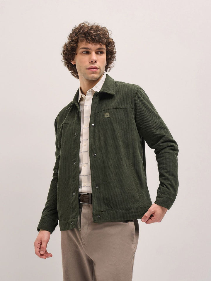 THE BEAR HOUSE Men Striped Lightweight Outdoor Open Front Jacket