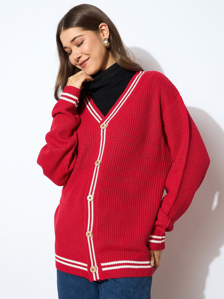 SASSAFRAS Women Self Design V - Neck Pullover Sweater