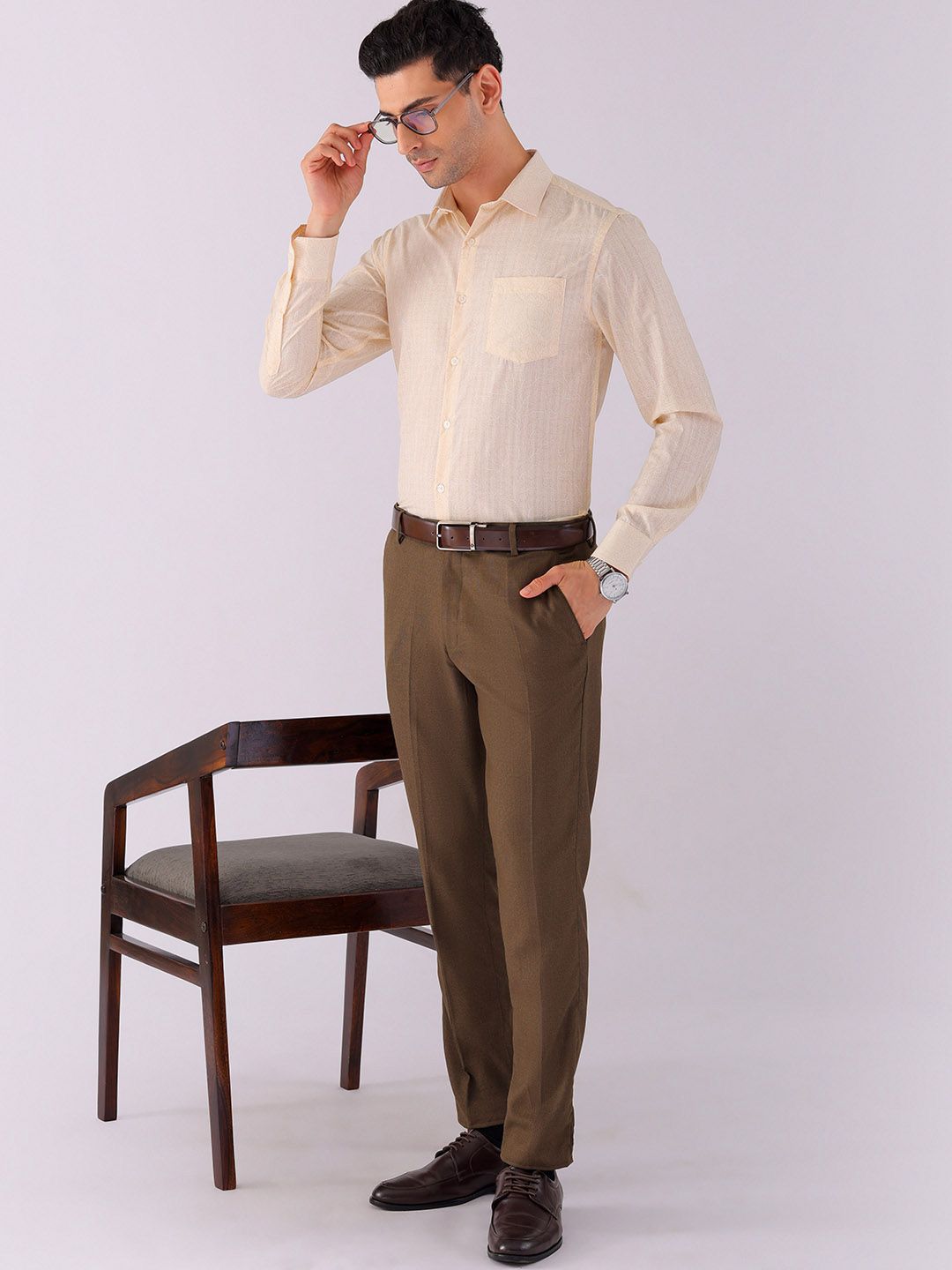 The Indian Garage Co. X Luxe Men Spread Collar Micro Ditsy Printed Slim Fit Formal Shirt