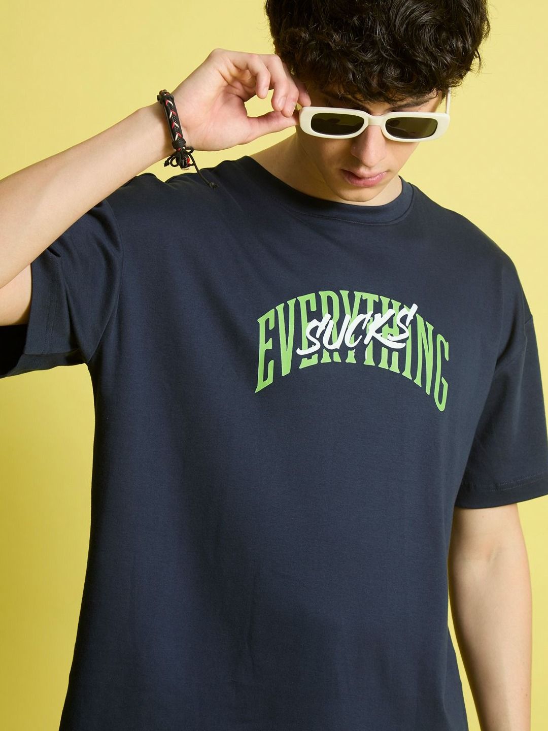 Bene Kleed Men Graphic Printed Round Neck Cotton Oversized T-shirt