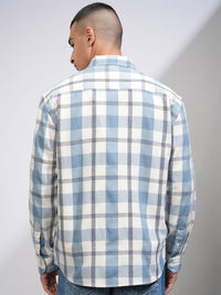 HIGHLANDER Men Relaxed Fit Spread Collar Tartan Checked Cotton Casual Shirt