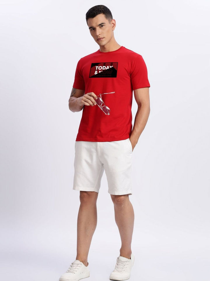ADRO Typography Printed Round Neck Cotton T-shirt