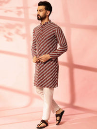 Anouk Men Embroidered Regular Sequinned Pure Cotton Kurta with Pyjamas