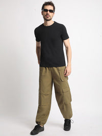 Bene Kleed Men Cotton Relaxed Loose Fit Cargos Parachute Trousers
