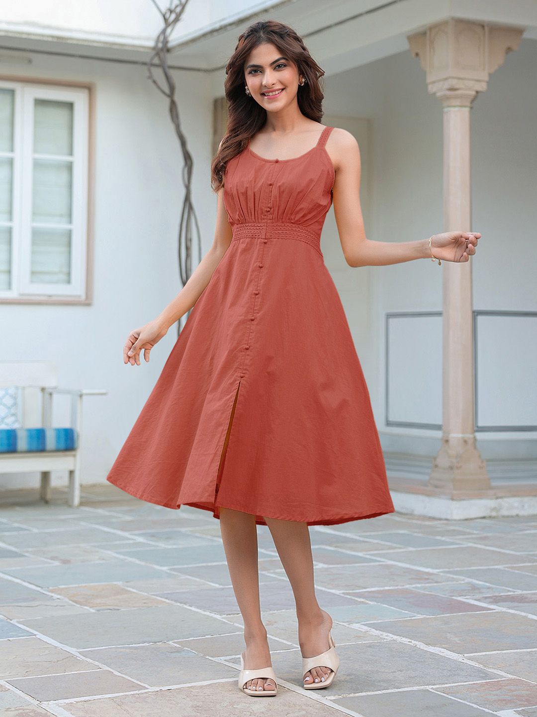 Janasya A-Line Midi Dress