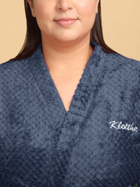 KLOTTHE Women Plus Size Self Design Woollen Bath Robe With Belt