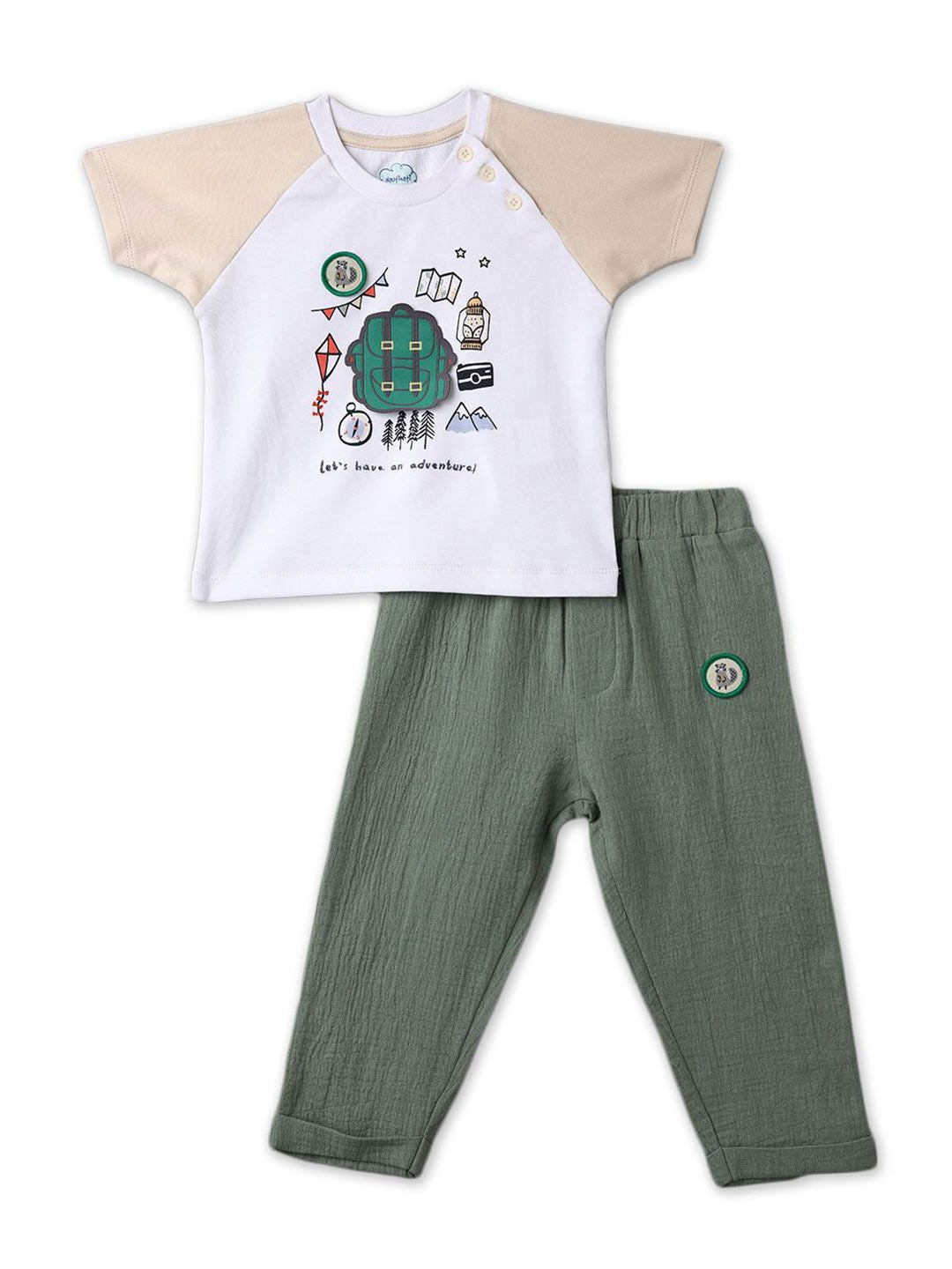 Nauti Nati Boys Printed Pure Cotton T-shirt With Trousers