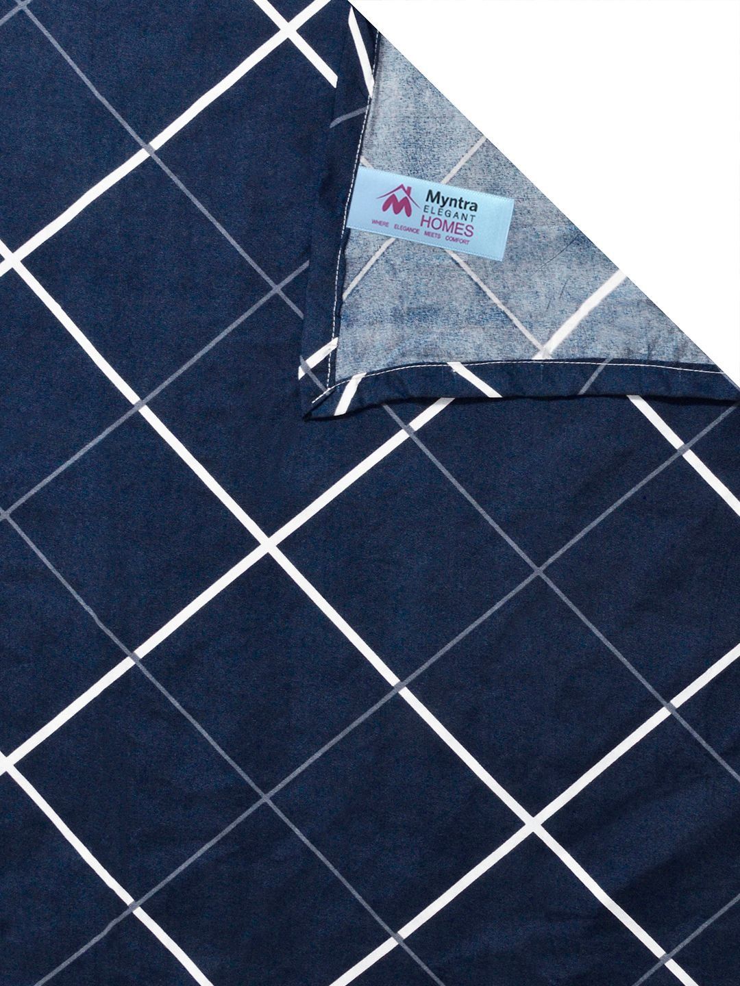 Myntra Elegant Homes Blue Geometric 300 TC King Double Bedsheet with 2 Pillow Covers