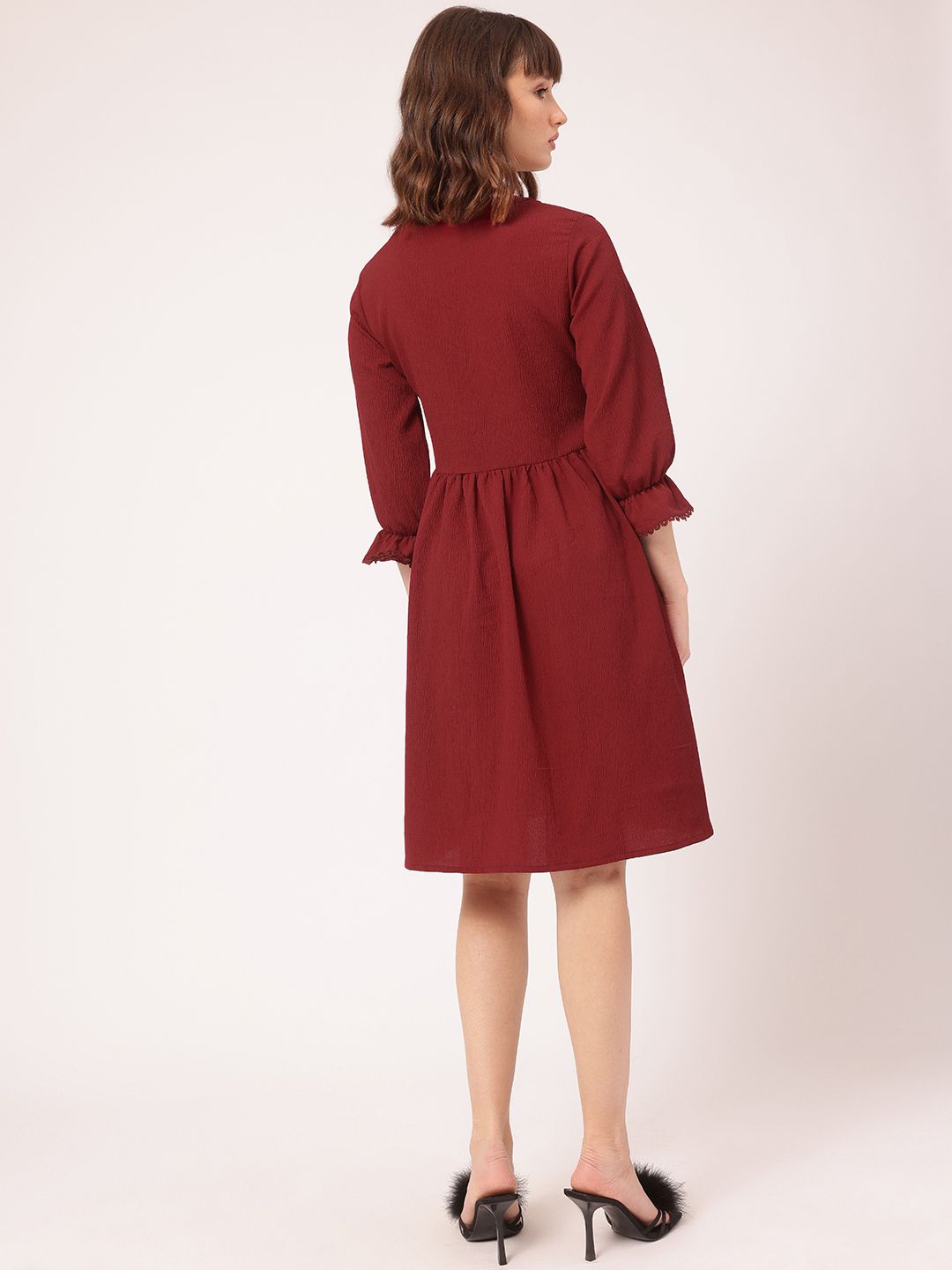 DressBerry Radiant Reflections Crinkled Bell Sleeve A-line Dress