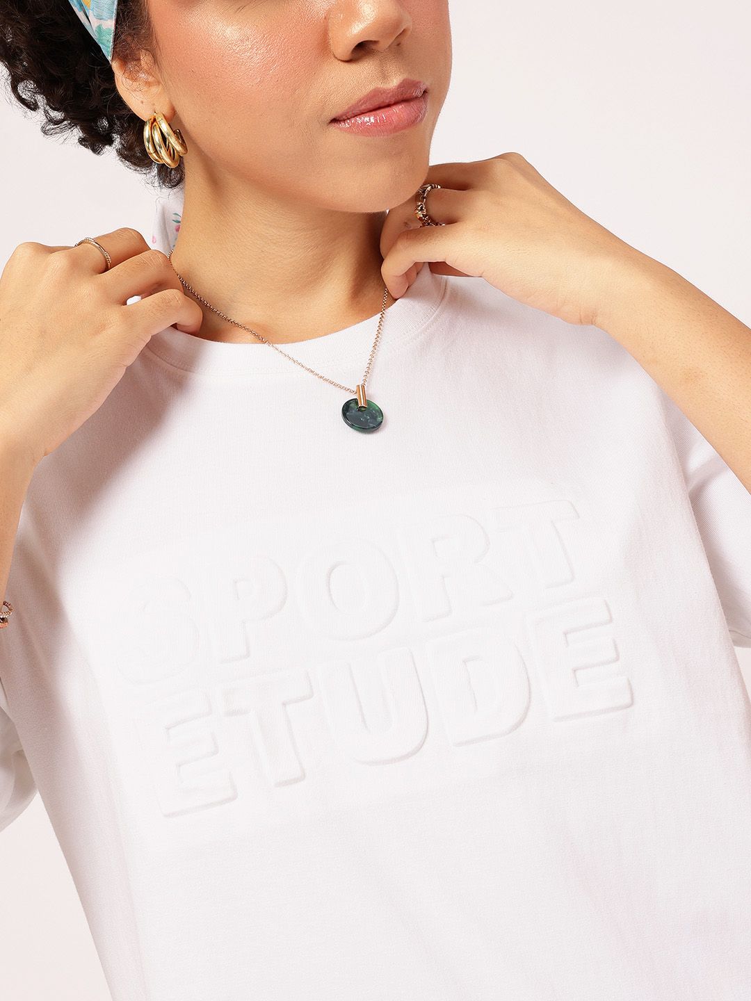 DressBerry Vibe Check Embossed Relaxed Fit T-shirt