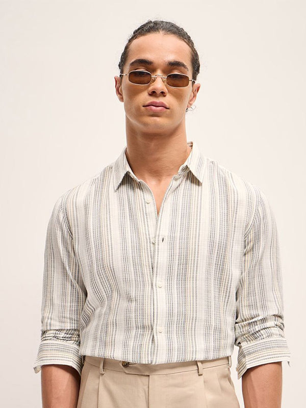 THE BEAR HOUSE Men Striped Slim Fit Casual Shirt