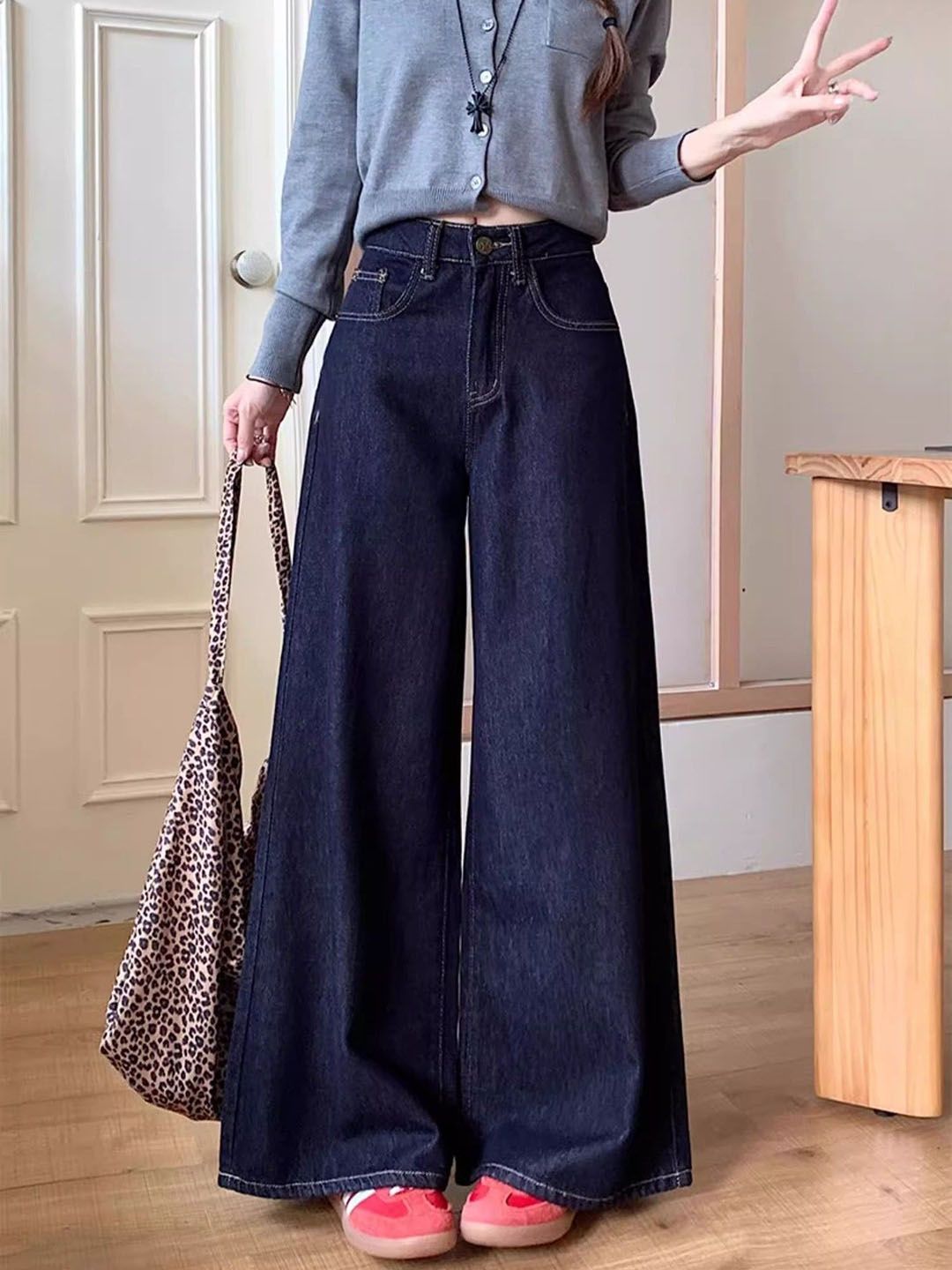 DressBerry Women Wide Leg High-Rise Jeans