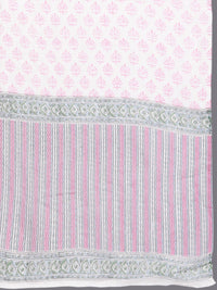 Libas Floral Printed Notch Neck Cotton Straight Kurta With Palazzos & Dupatta