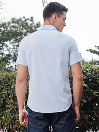 Thomas Scott Men Classic Slim Fit Seersucker Casual Shirt