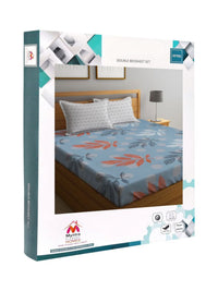 Myntra Elegant Homes Blue & Red Floral 300 TC King Bedsheet with 2 Pillow Covers
