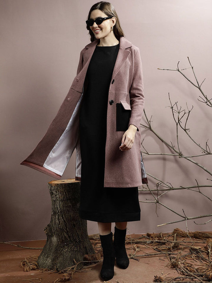 Athena Women Notched Collar Longline Overcoat