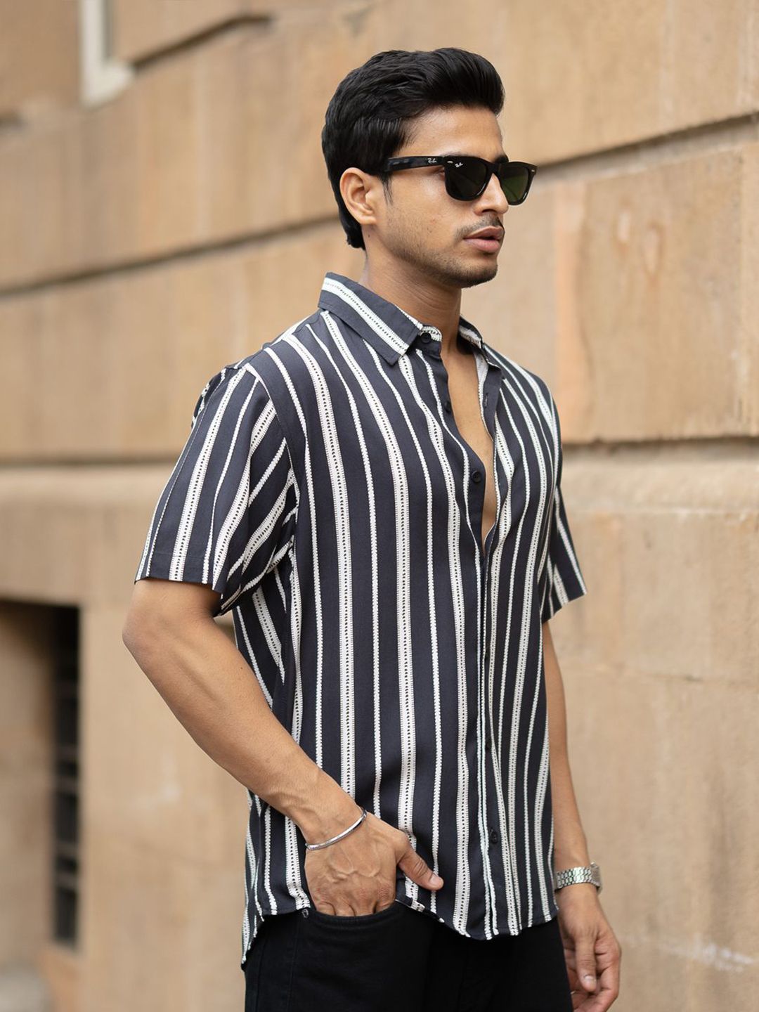Powerlook Men Printed Stripe Lightweight Shirt