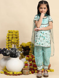 Cutiekins Girls Ethnic Motifs Printed Straight Kurta With Salwar & Dupatta
