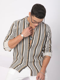 VASTRADO Men Classic Slim Fit Multi Stripes Opaque Striped Casual Shirt